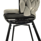 28" Bar Chair Linen Woven Bar Stool Set of 2,Black legs Barstools No Adjustable Kitchen Island T2396P279779