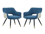 Set of 2 Blue Fabric Side Chair, Living Room Bedroom Kitchen Vanity Accent Chair, 23" x 23" x 34" W2078127365