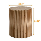 Retro Fashion Style Cylindrical Side Table with Vertical Texture Relief Design,Suitable for Living GL-W757102860
