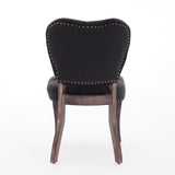 French Vintage Tufted Upholstered Fabric Dining Chair,Set of 2,Black,SW1869BK W1143P214542