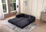 Convertible Sleeper Sofa Bed with Cylindrical Pillow - Corduroy Folding Mattress Couch with W3199P277913