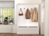 Entryway Bench with Standing Coat Rack, Hall Tree with Shoe Storage Bench, Entryway Organizer with 5 W409P262447