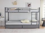 Twin Over Twin Convertible Bunk Bed with 2 Storage Drawers, Metal Bunk Bed Can 58532352