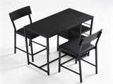 Bar Table and Stool Set 1 Table 2 Stools, Black Wood Grain MDF Tabletop & Gold Metal Frame, Padded 27543993
