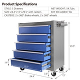 ZNTS 5 Drawers Rolling Tool Chest with Wheels, Portable Rolling Tool Box on Wheels, Tool Chest Organizer W1239132616