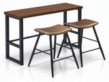 Bar Table and Chairs Set 1 Table 2 Chairs Brown 47.2"15.4"39.4" Curved Saddle Seat Bar Set 5cm 61505634