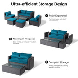 2pcs armless sofa 2pcs footstool 1pcs double sofa 1pcs coffee table with storage black rattan 65593087
