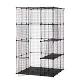 3-Tier Wire Cat Cage, Large Kennels Playpen with 3 Platforms, 3 Ramp Ladders and 4 Doors, Black W2181P155328