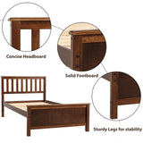 Twin Size Wood Platform Bed with Headboard,Footboard and Wood Slat Support, Walnut WF191769AAD