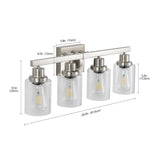 Modern 4-Light Bathroom Vanity Light Fixture - Brushed Nickel Finish with Clear Glass Shades, W1340P206668
