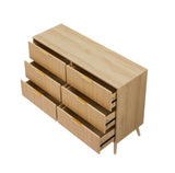 Bedroom Dresser, 6 Double Dressers with Wavy Drawers, Wooden Chest of Drawers for Children's Room, W1162P190403