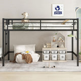 Twin Size Metal Loft Bed, Loft Bed with Easy Climbing Ladder and Guardrails for Kids, Black 13086295