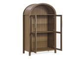 A high arched storage cabinet with a lamp, a modern retro-style wooden storage cabinet with 22213549