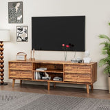 63 Inch TV Stand Features Vintage-style and Bevel Design, TV Stand with Drawers, Entertainment W578P193297