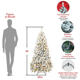 ZNTS 6FT Pre-lit Flocked Christmas Tree with 760 Memory Wire Tips – Effortlessly Fluffed, Perfectly W1773P199066