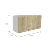 Napoles Wall Cabinet, Two Shelves, Double Door -White / Light Oak B20092042