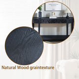 59.2in Black Carved Wooden Console Table with Lower Storage Shelf Tow Drawers Elegant Decorative W2729P270742