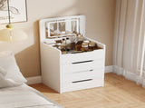 (60cm)3 in 1 Vanity Desk with Plip Top Mirror,Small Make Up Vanity Set with Visible Glass W2641P192314