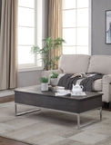 Grey Oak and Chrome Coffee Table with Lift Top B062P189218
