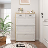 1250 White Oak Color shoe cabinet with 3 doors 2 drawers,large space for storage W1320P144273