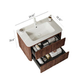 NOOR 30" Bathroom Vanity Sink, Modern Wall-Mounted Floating Plywood Bathroom Storage Cabinet W2615P193152
