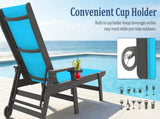 Outdoor Pool Lounge Chairs Set of 2, HDPE Patio Lounge Chair with Wheels, Chaise Lounge Chair for W1859P615619