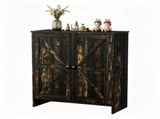 2-Door Barn Door Shoe Cabinet Made of Triamine Particleboard Black Square Shoe Cabinet with 73502453