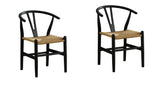 Black Wooden 2pc Side Chairs Dining Room Furniture Kitchen Dining Chair Woven Rope Seat Modern Style B011P312733