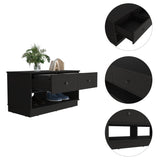 ZNTS Hamilton Storage Bench, Two Open Shelves, Two Drawers -Black B20091910