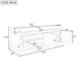 Storage Bench with 4 Doors and Adjustable Shelves, Shoe Bench with Removable Cushion for Living 19070273