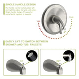 10" Round Rain Shower Head Systems with Waterfall Tub Spout, Brushed Nickel,Wall Mounted shower W1243102465