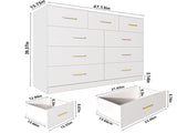 9 Drawer Double Dresser for Bedroom, Wide Storage Cabinet for Living Room Home Entryway,White 34963972