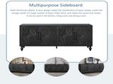 Carved Flower Door Large Storage Cabinet With Metal Handle Suitable For Living Room, Kitchen, W1445P164168