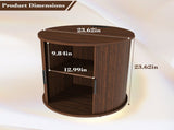 Set of 2 Mid Century Modern Cylinder End Tables with Built-in Charging Station & Sliding Door, 00149257