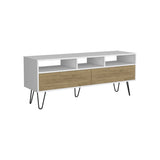 Tori 54" Wide Two-Door Cabinet Tv Stand with Pull Down doors, Three Shelves, Cable Management White B200P286940