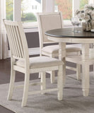 Antique White Finish Wooden Side Chairs 2pcs Set Textured Fabric Upholstered Dining Chairs B01155793