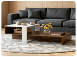 2-Tier Modern Geometric Coffee Table Engineered Wood Low Center Table with Storage Shelf, Waterproof 69288557