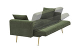 71.7 - inch Green Teddy Fleece Sofa Bed, accompanied by two charming throw pillows W3356P298510