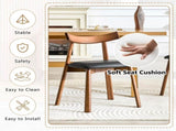 2 walnut colored solid wood dining chairs, with black PU soft cushions and curved backrests that fit W1151P436187