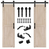 ZNTS 48 in. x 84 in. Unfinished Sliding Double Barn Door with 8FT Barn Door Hardware Kit & Handle ,K 58868087