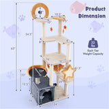 63-inch multi-stage cat tower, cat tree with scratchboard and toys 85068469