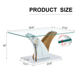 Rectangular Coffee Table.Tempered glass countertop, and artistic MDF legs,perfect for hosting W1151P216459