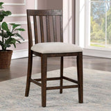 ZNTS Set of 2pcs Counter Height Chair Dining Room Furniture Rustic Oak / Beige Fabric Cushion w/ Welt B011111839