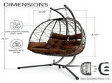 Double Hanging Egg Chair wth Stand, Patio Hammock Swing Chair with Cushion Loveseat for Bedroom, W2500P320405