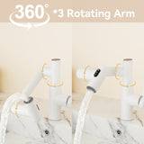 Bathroom White Sink Faucet with Spray Function and Temperature Display for Anti-Skid Switch and Hot W1217P214946