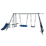 ZNTS XNS052 grey and blue interesting six function swingset with net swing metal plastic safe swing set W1711142347