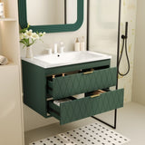 30'' Wall Mounted Bathroom Vanity with Resin Sink,Floating Bathroom Storage Cabinet with 2 Drawers, N710P177301F