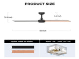 52 inch Modern Ceiling Fan with Lights,Remote Control, 3 Plywood Blades,6-Speed,Dimmable, Noiseless 64182161