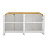 U_STYLE 4-door Curved Corner Design Wavy Door Panel Cabinet with Adjustable Shelves, Suitable for WF530090AAK