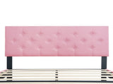 Full Size Upholstered Platform Bed Frame with Modern Button Tufted Linen Fabric Headboard, No Box W311P198070
